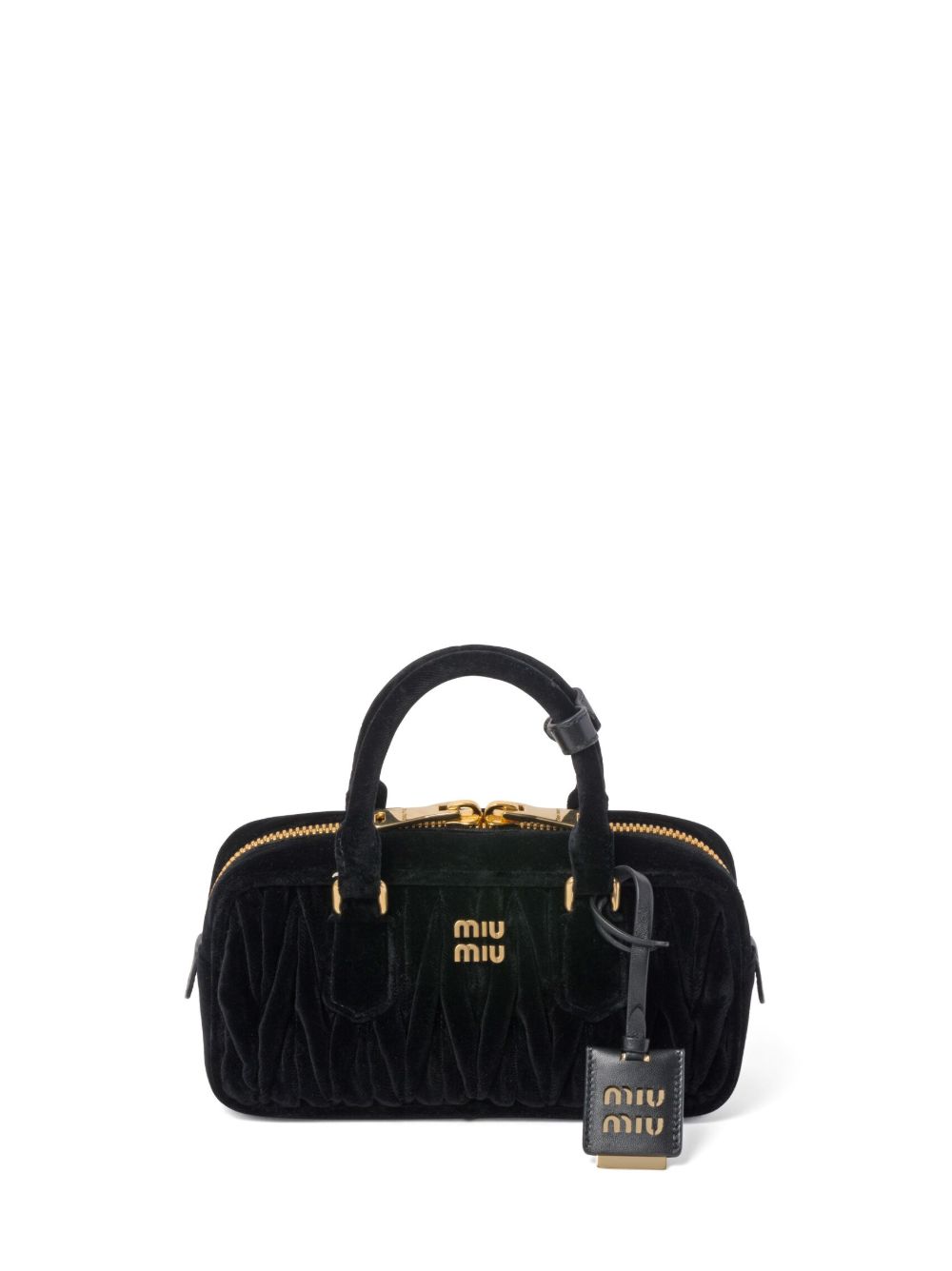 Miu Miu Arcadie 马特拉塞凸纹丝绒手提包 - 黑色