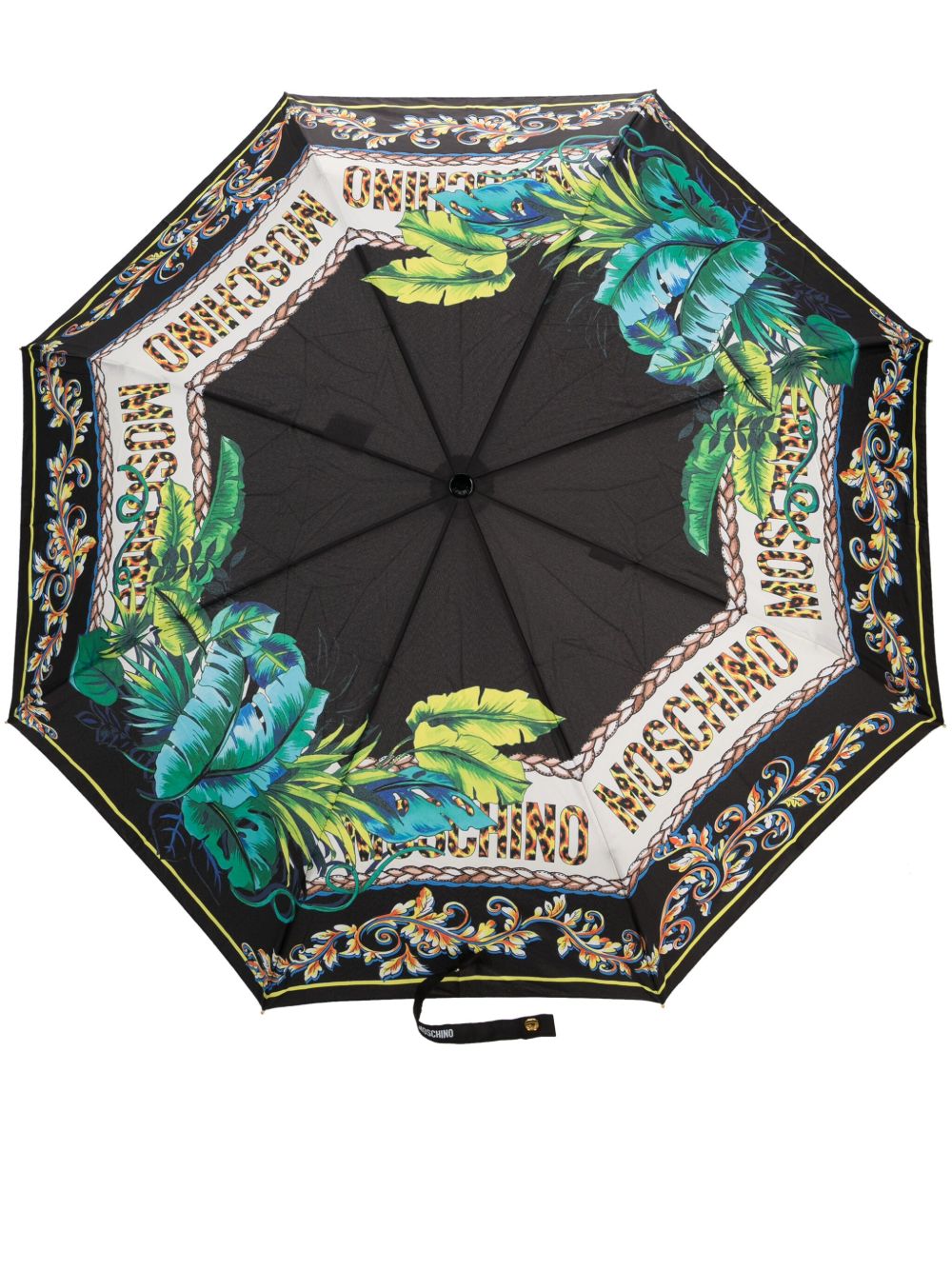 Moschino 混合印花折叠伞 - 黑色