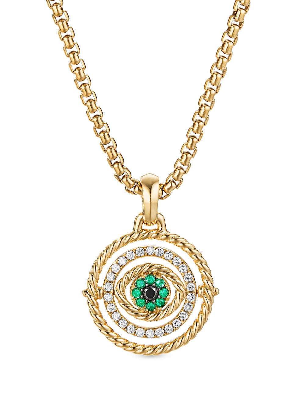 David Yurman Evil Eye 18K黄金钻石祖母绿宝石吊坠 - 金色