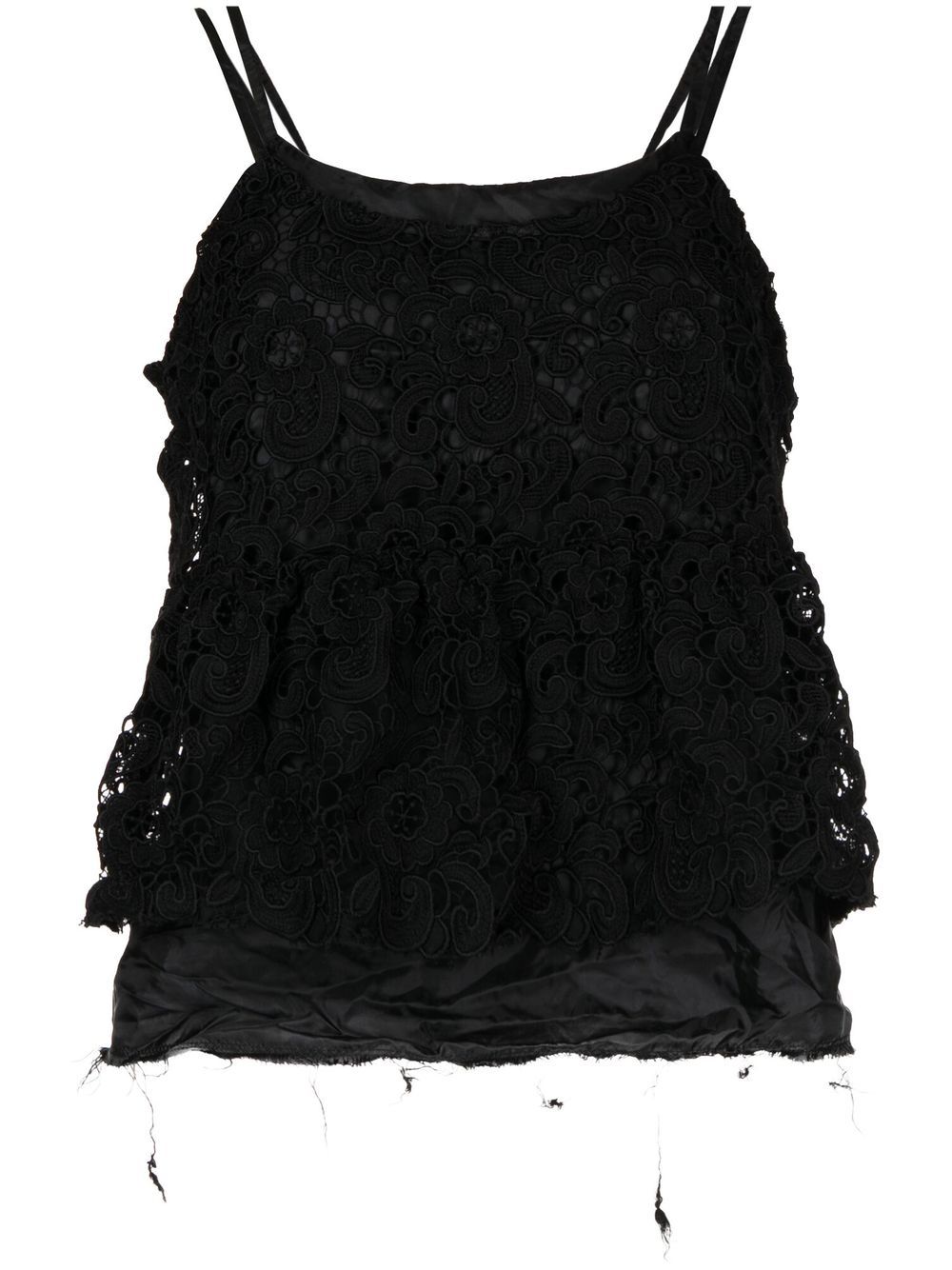 Comme Des Garçons Comme Des Garçons 蕾丝细节分层式上衣 - 黑色