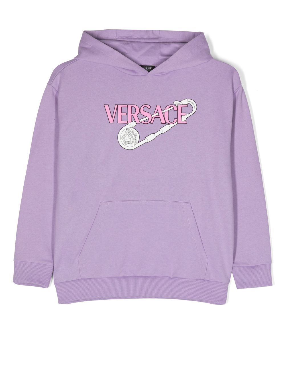 Versace Kids Medusa Safety Pin 印花连帽衫 - 紫色