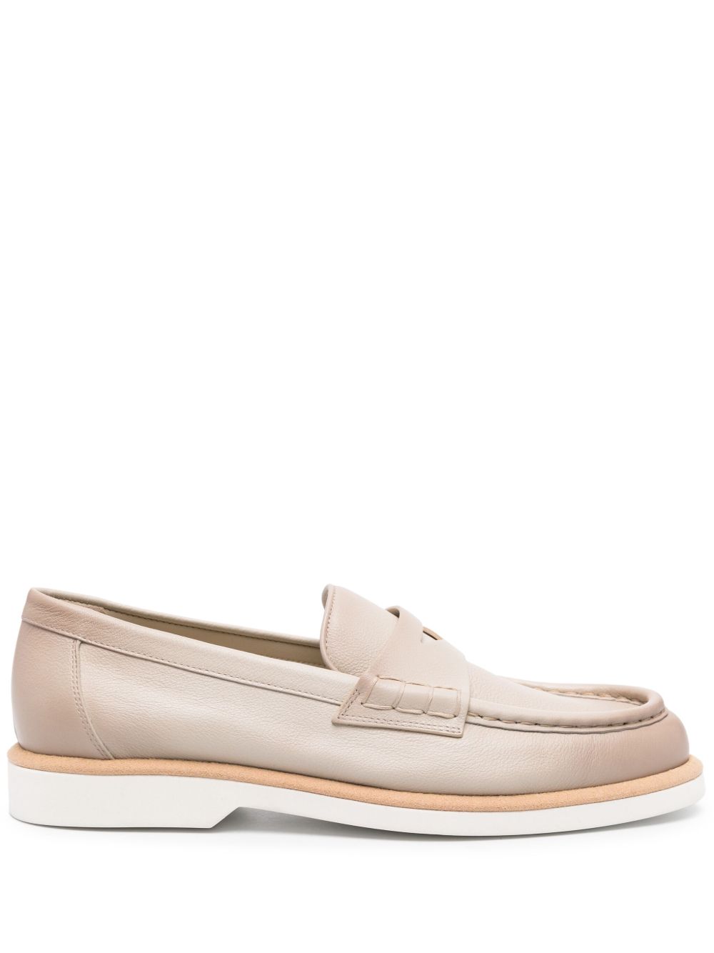 Santoni 便士槽皮质乐福鞋 - 中性色