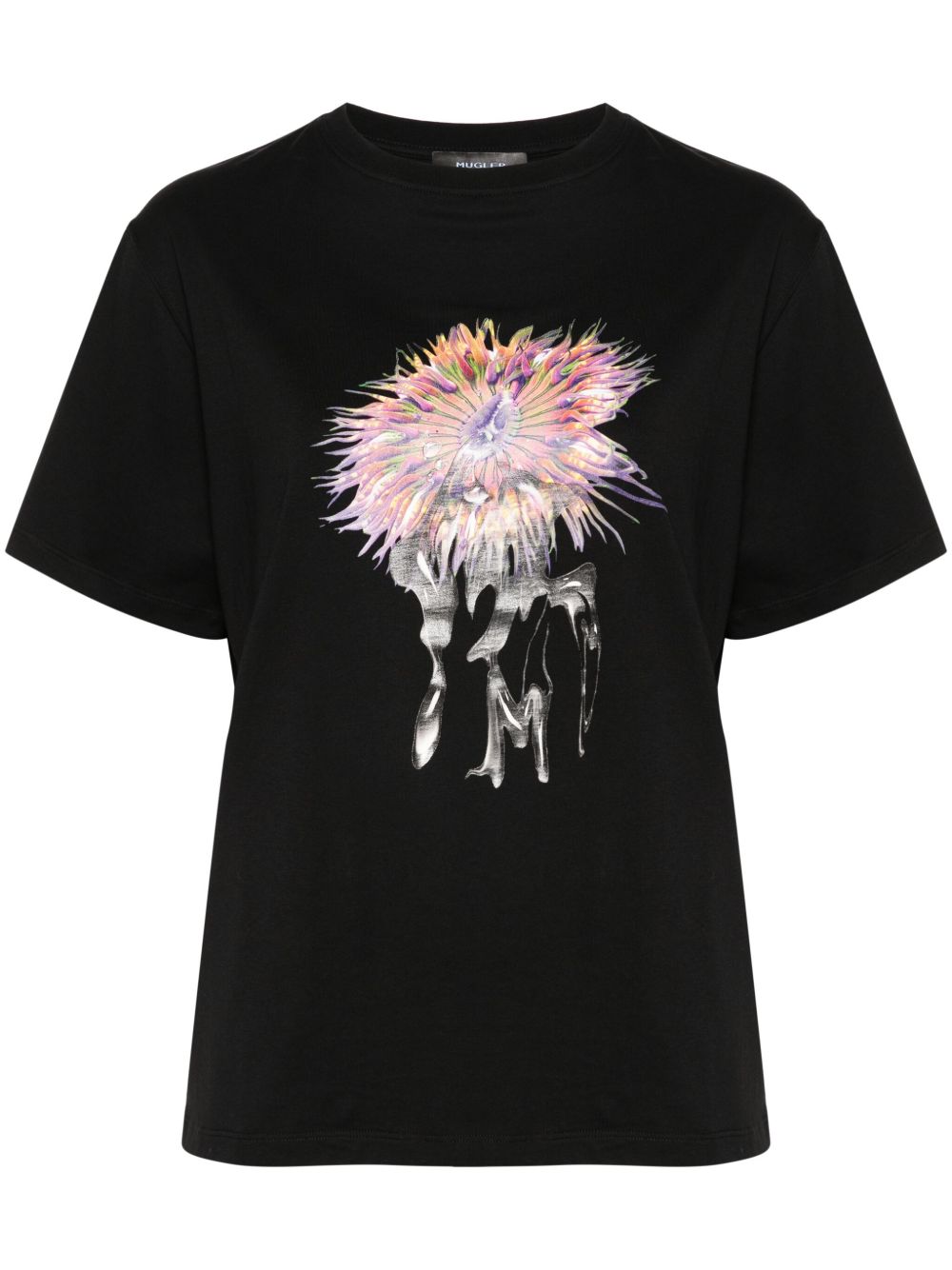 Mugler Pink Anemone 棉T恤 - 黑色