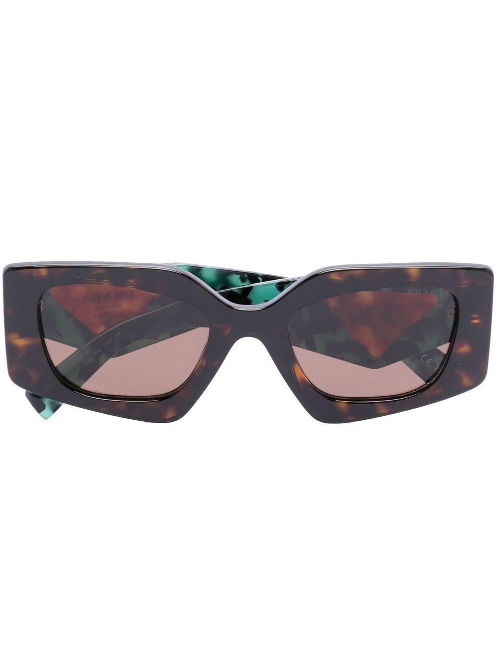 Prada Eyewear Temple 玳瑁纹效果太阳眼镜 - 褐色
