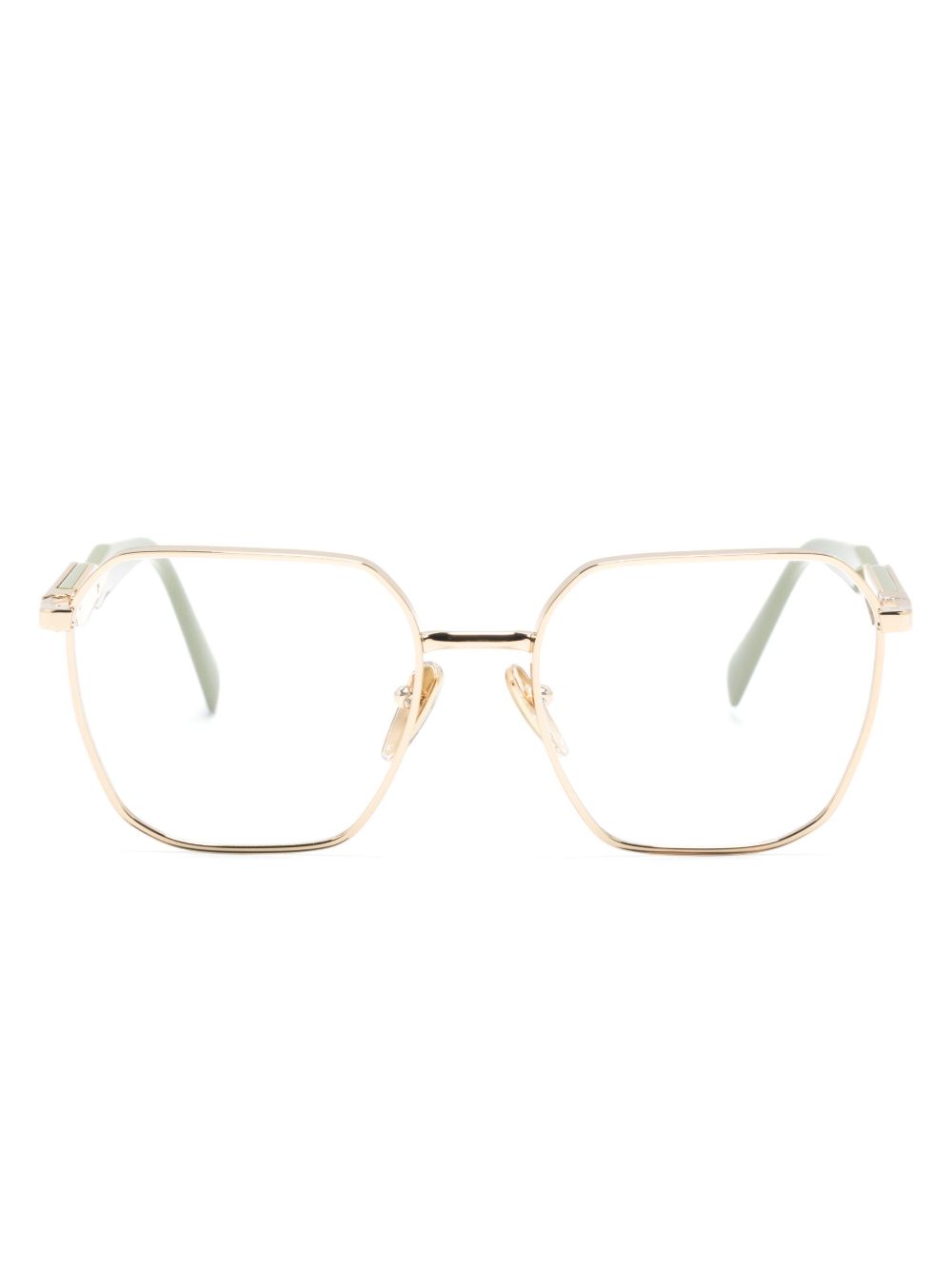 Prada Eyewear 雕塑感镜脚超大框眼镜 - 金色