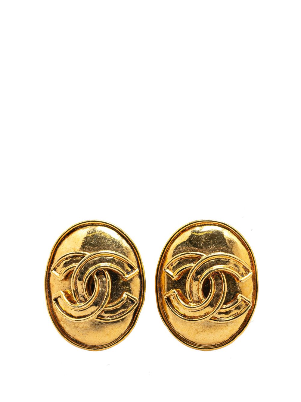 CHANEL Pre-Owned 镀金 CC 夹扣式耳环（1994年典藏款） - 金色