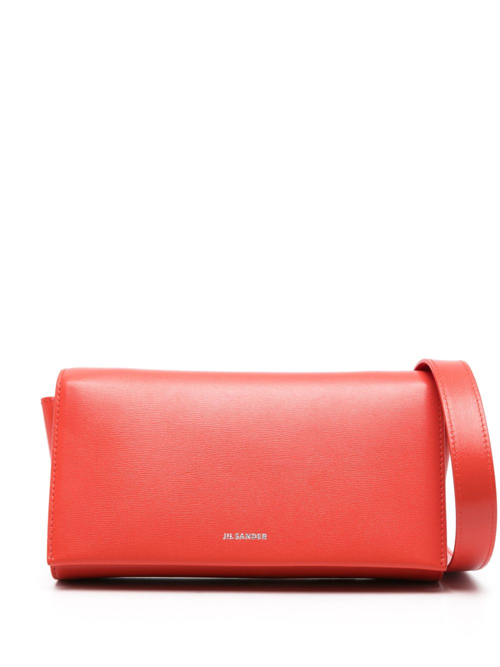 Jil Sander logo标记皮质手拿包 - 红色