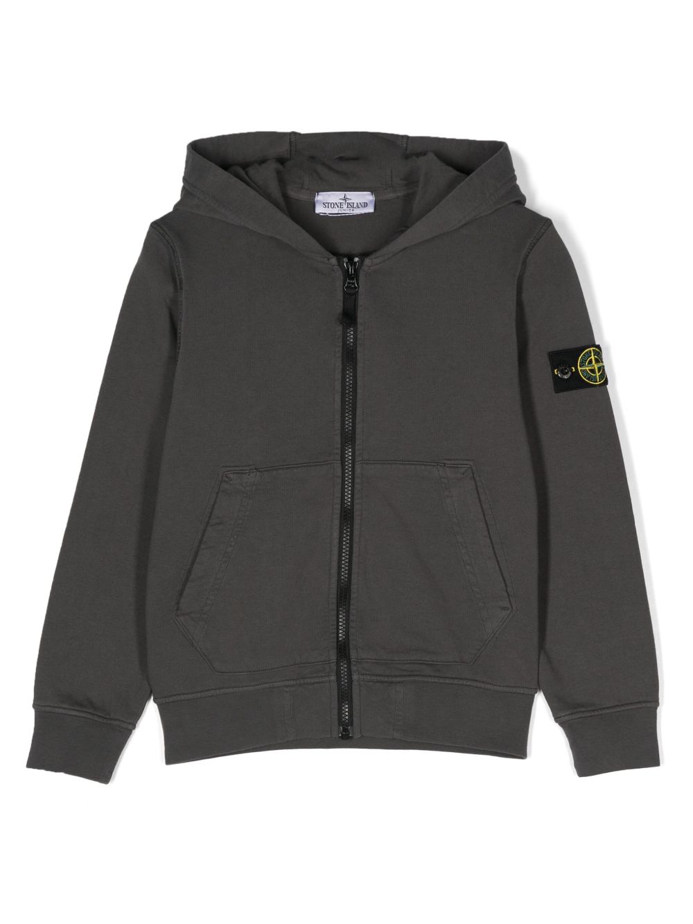 Stone Island Junior 罗盘徽章棉连帽衫 - 灰色