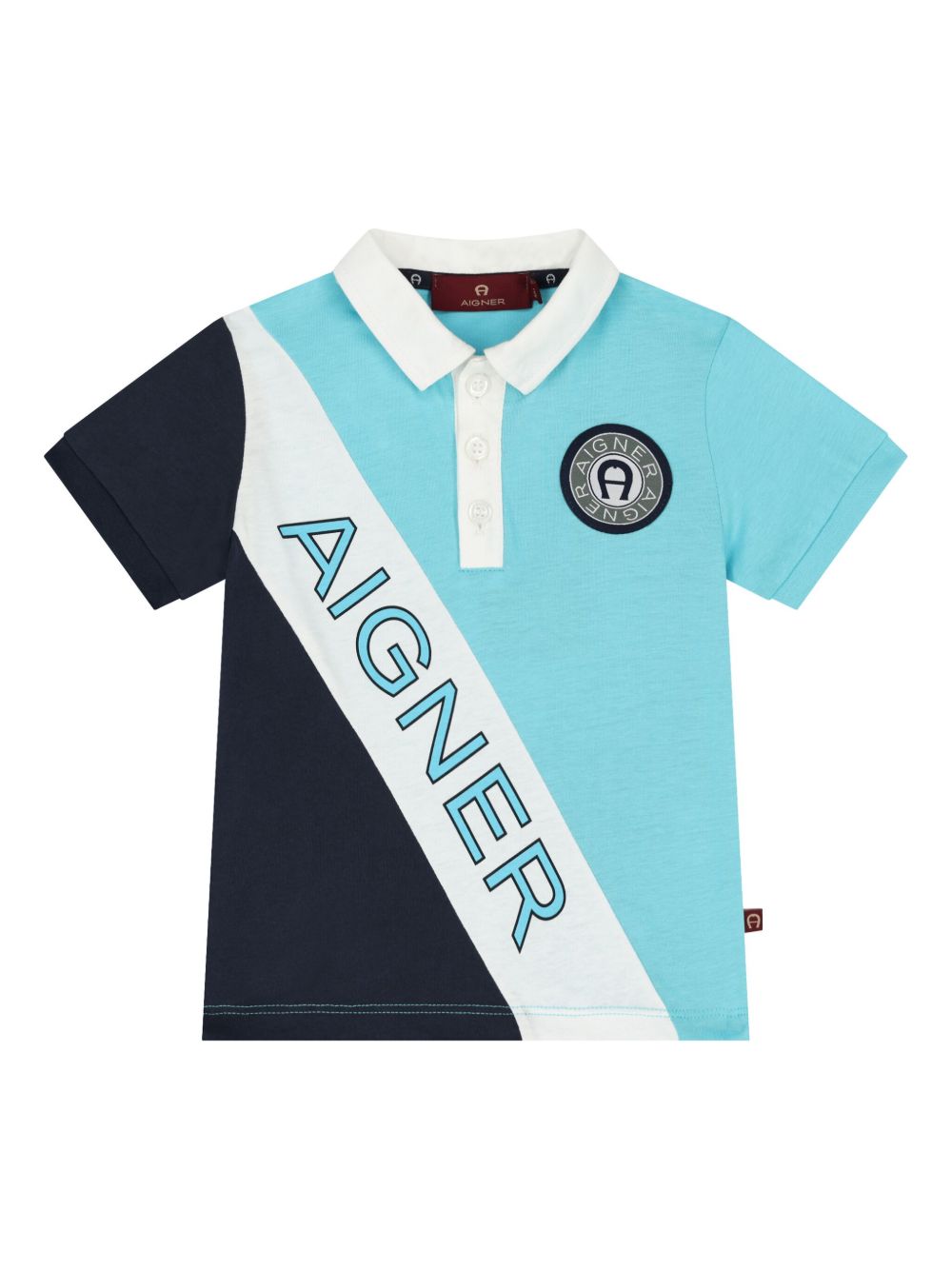 Aigner Kids logo印花polo衫 - 蓝色