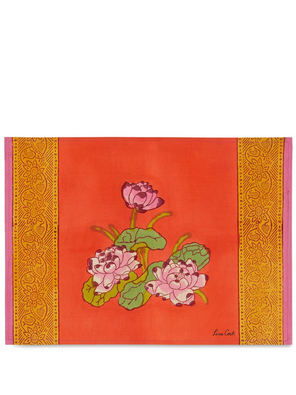 Lisa Corti Tea Flower rectangular placemat (set of four) - 橘色