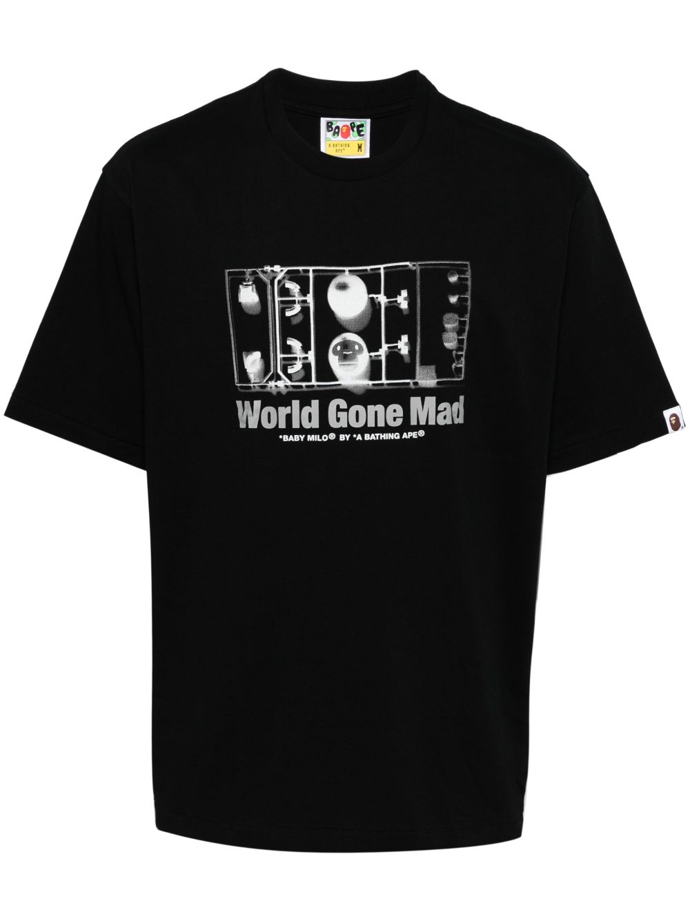 A BATHING APE® 图案印花T恤 - 黑色