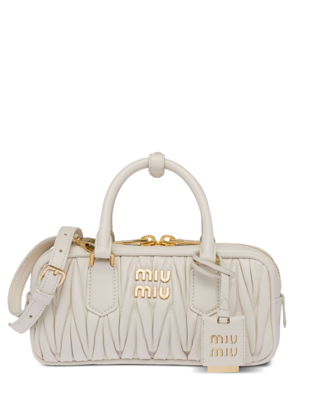 Miu Miu Arcadie 马特拉塞凸纹纳帕皮手提包 - 白色