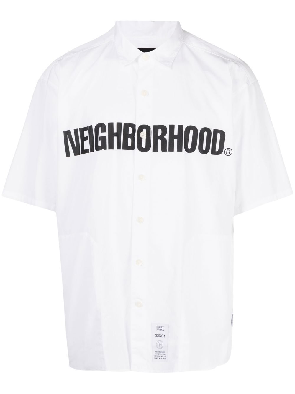Neighborhood logo印花短袖衬衫 - 白色