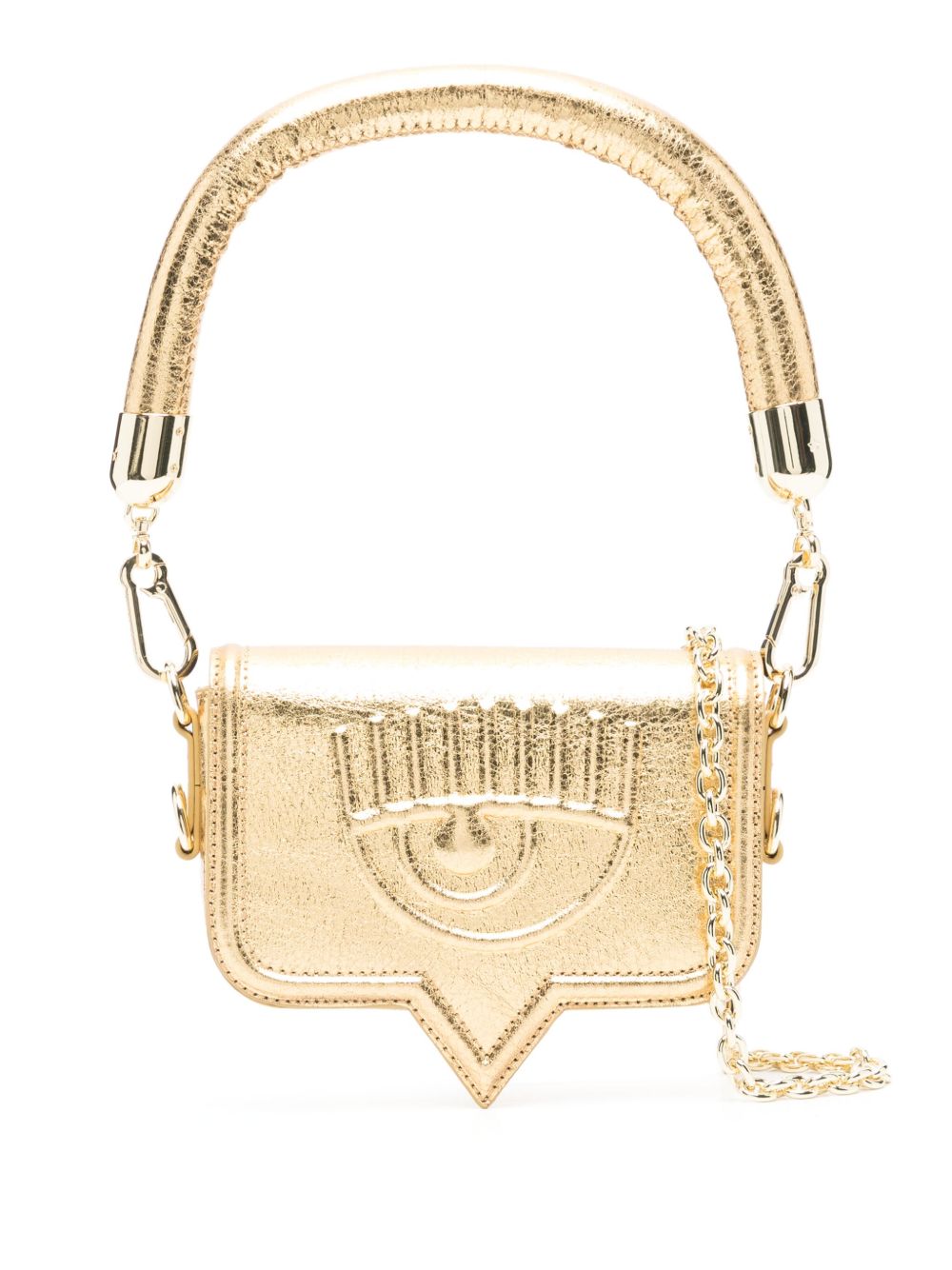 Chiara Ferragni Metal Eyelike 小号单肩包 - 金色