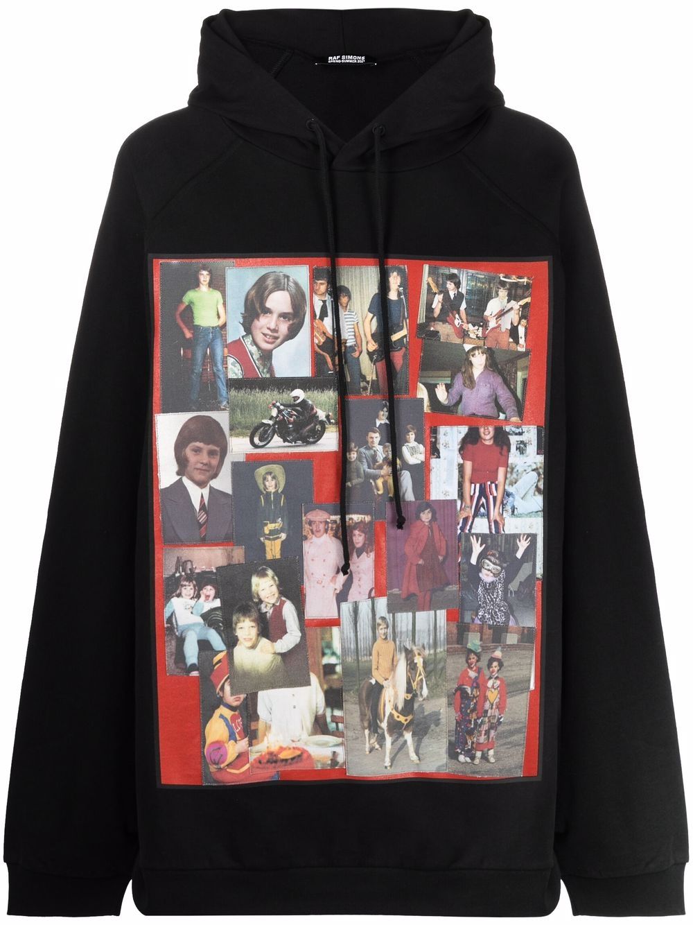 Raf Simons 超大款照片印花连帽衫 - 黑色