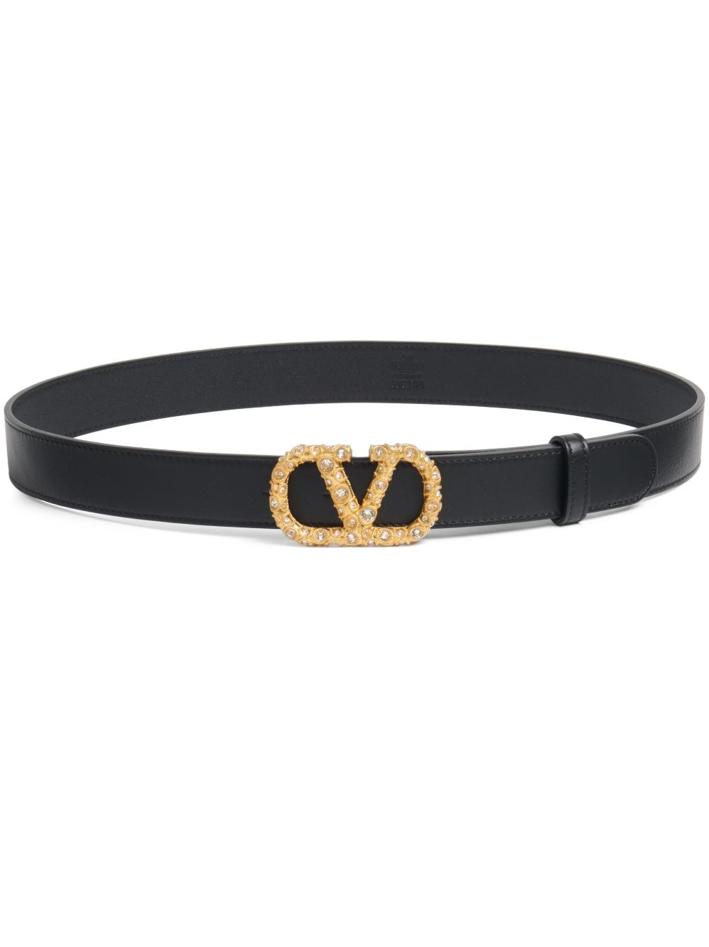 Valentino Garavani VLogo Signature 皮质腰带（30毫米） - 黑色