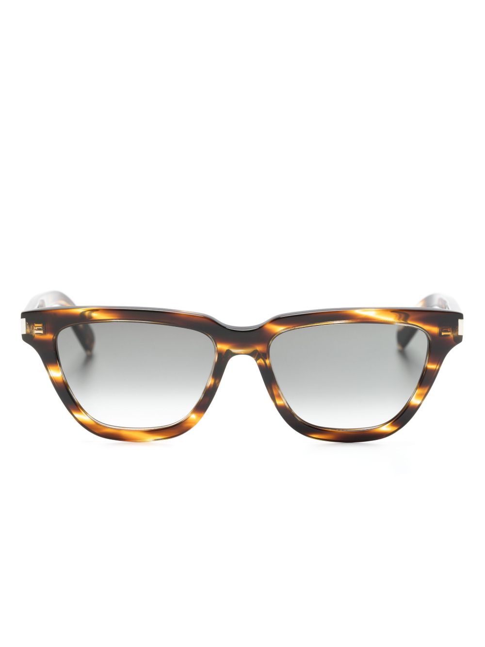 Saint Laurent logo雕刻猫眼框太阳眼镜 - 褐色