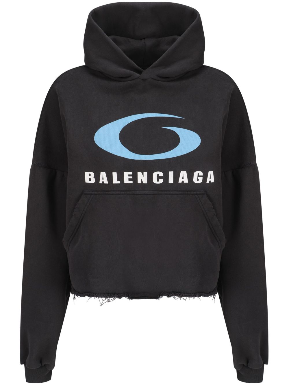 Balenciaga logo印花连帽衫 - 黑色