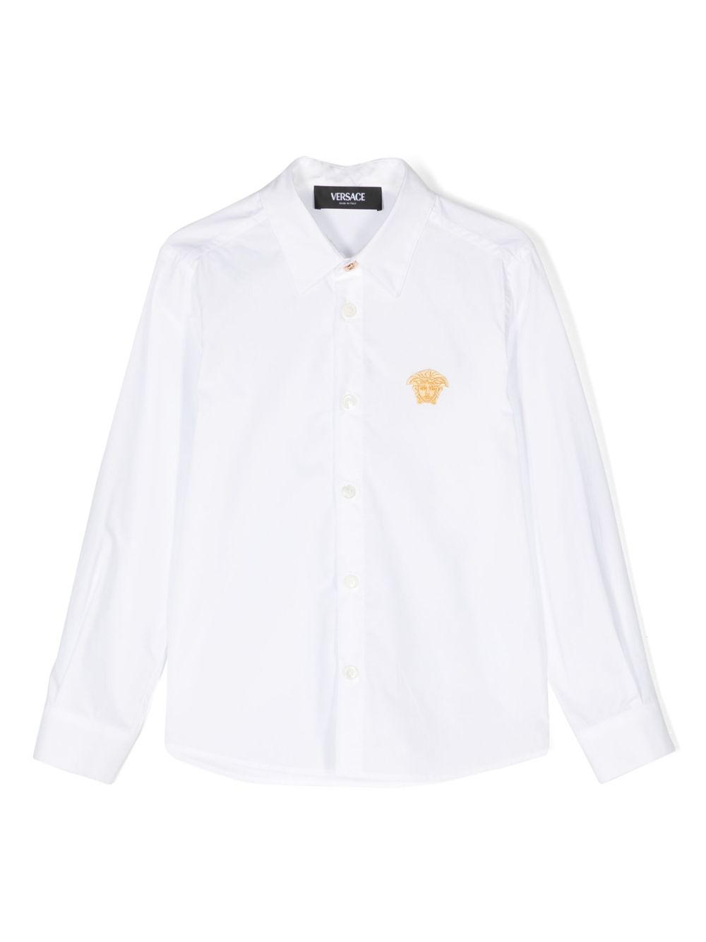Versace Kids Medusa Head 图案棉衬衫 - 白色