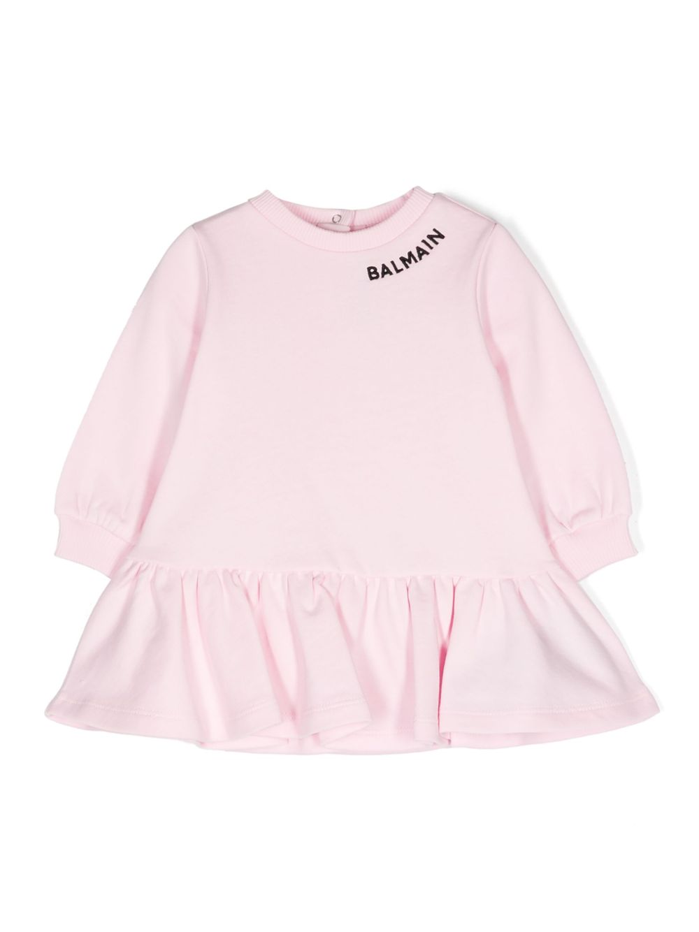 Balmain Kids logo刺绣卫衣式连衣裙 - 粉色