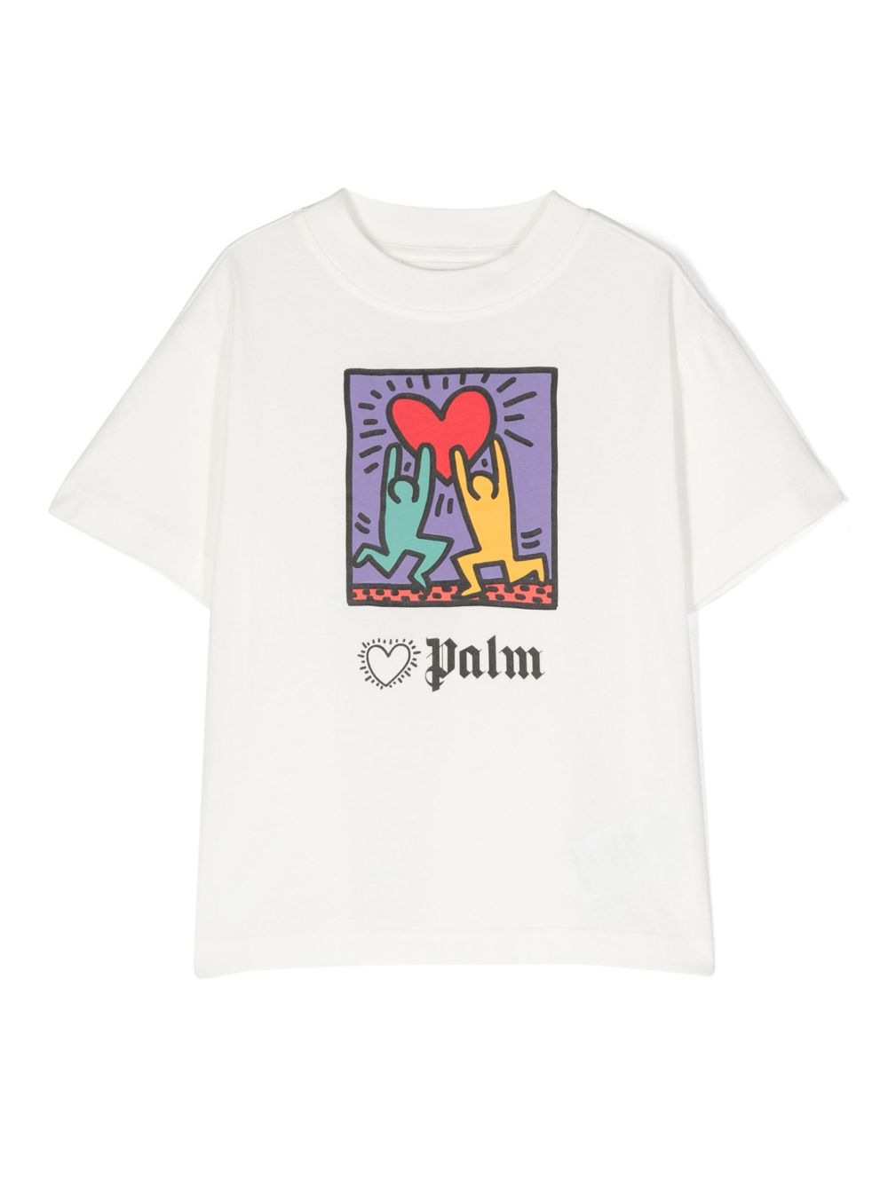 Palm Angels Kids x Keith Haring 心形印花棉T恤 - 白色