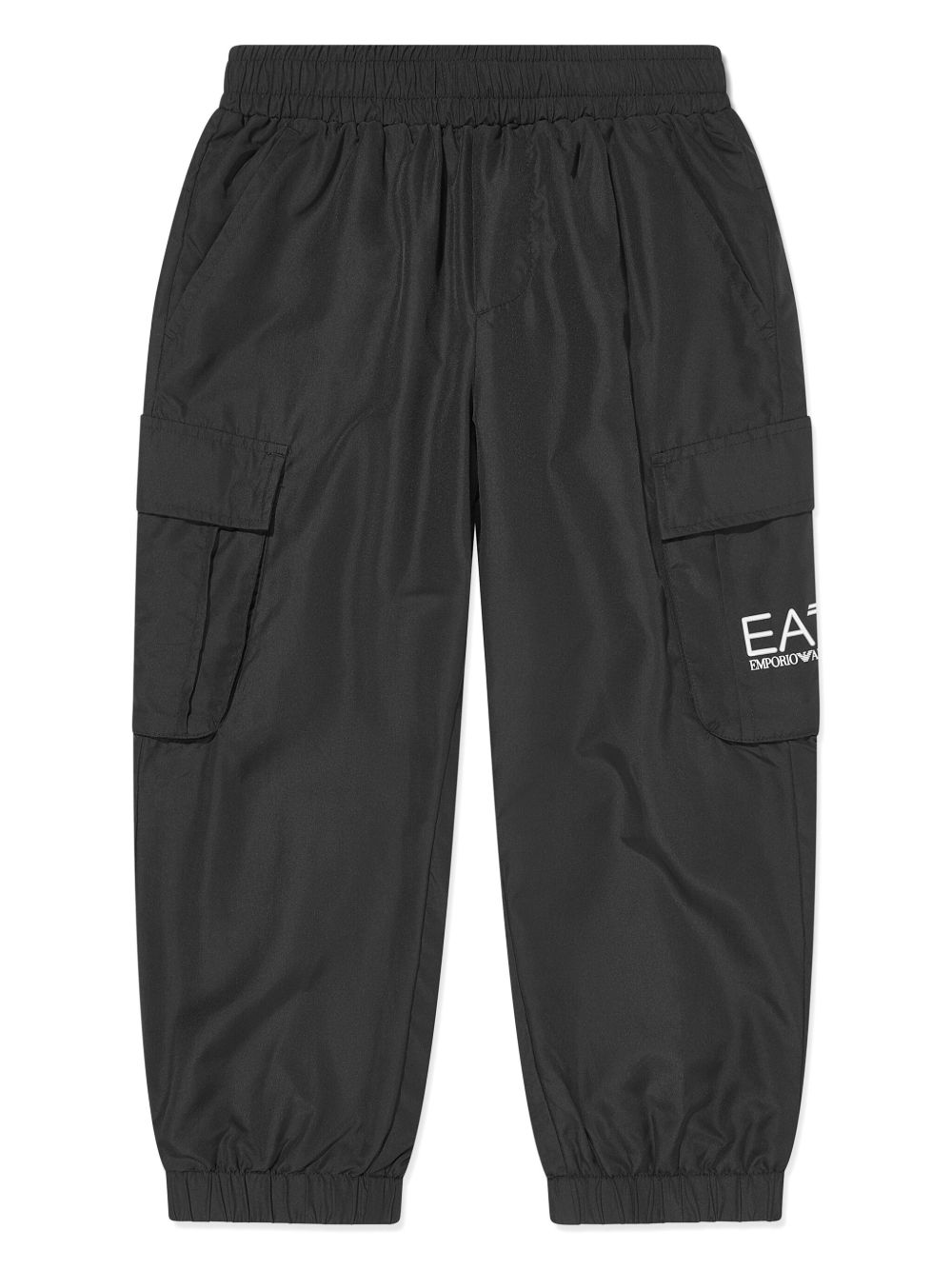 Emporio Armani Kids logo印花工装裤 - 黑色