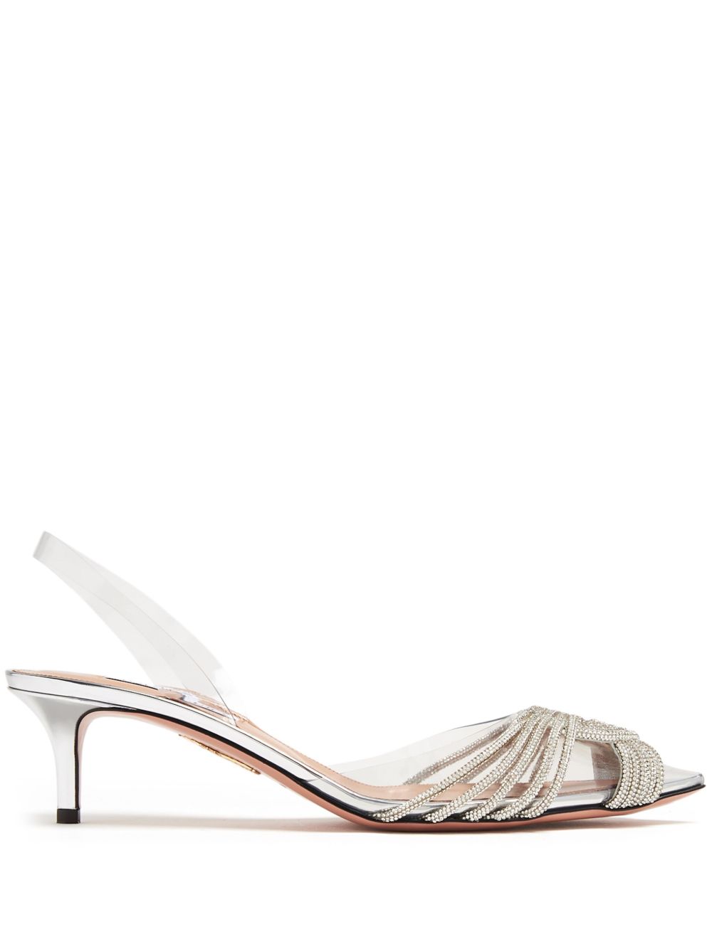 Aquazzura Gatsby 裹踝低跟鞋 - 银色