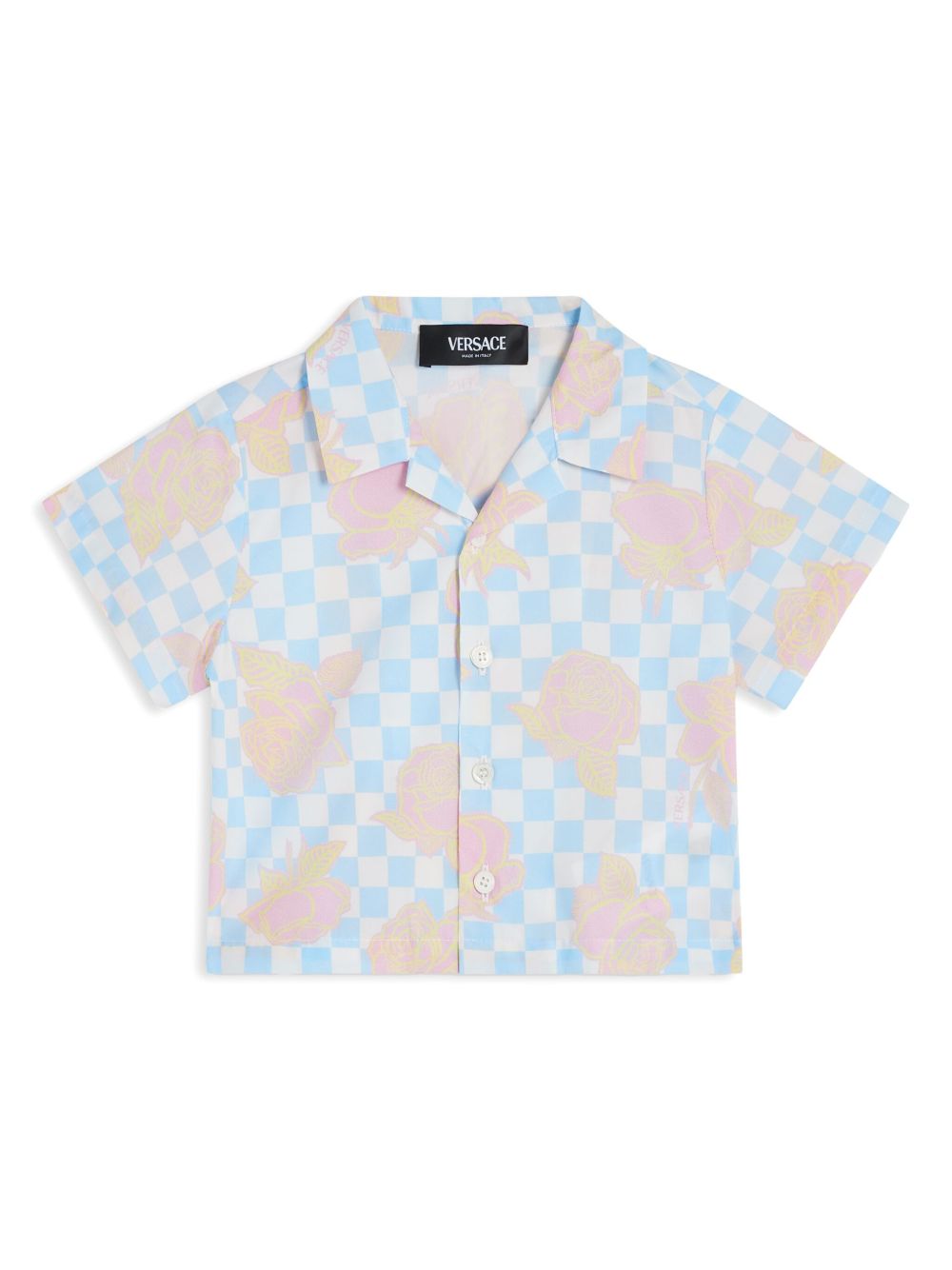 Versace Kids Rose Contrasto 棉衬衫 - 蓝色