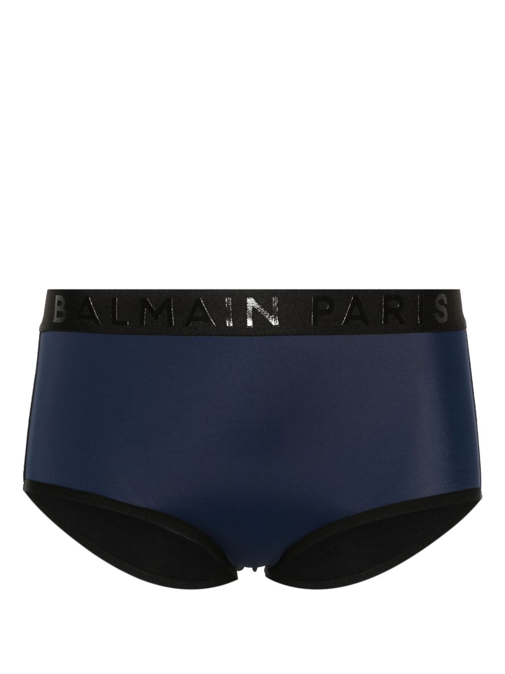 Balmain logo腰边比基尼三角裤 - 蓝色
