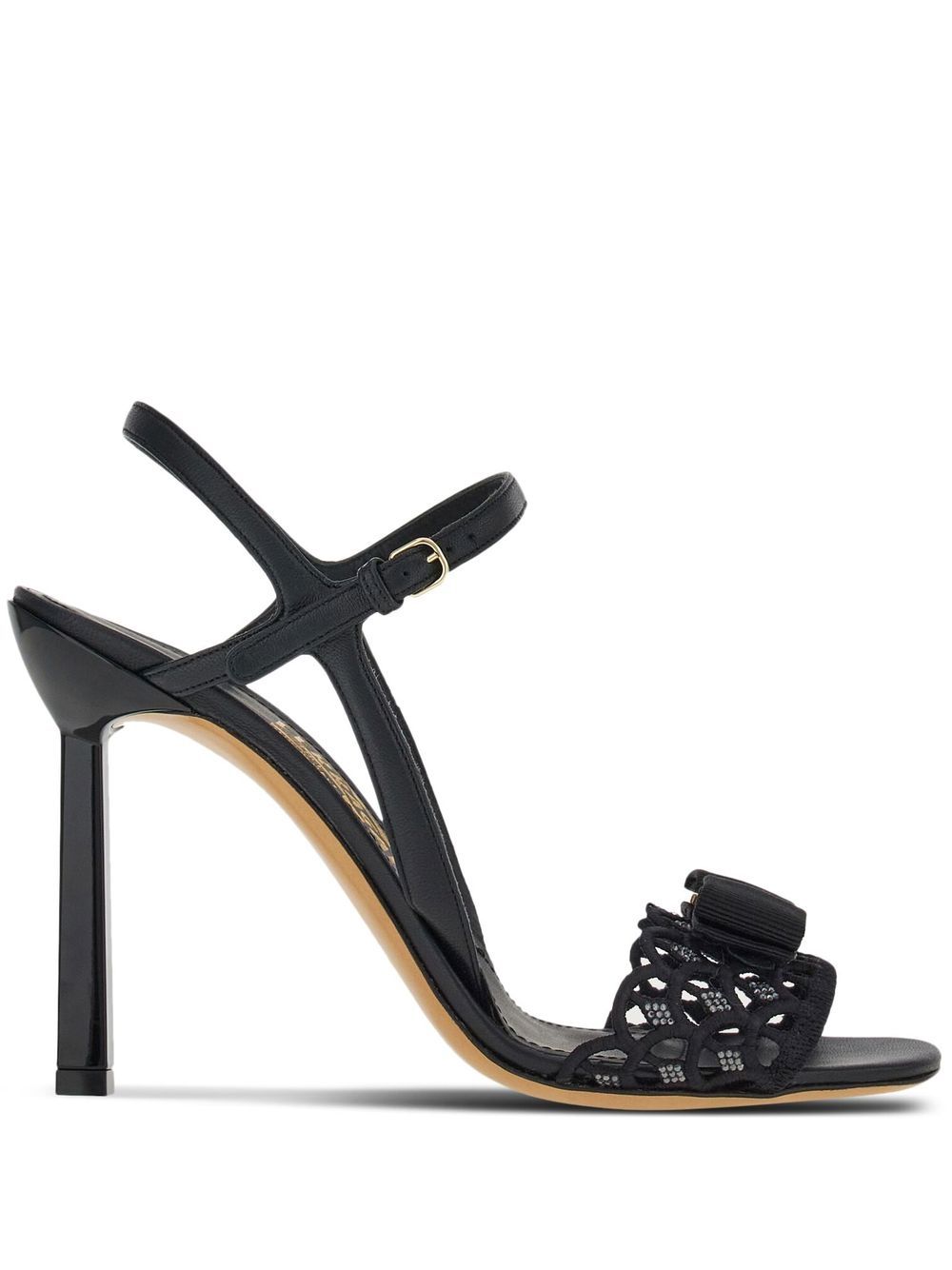 Ferragamo Vara 蝴蝶结高跟凉鞋 - 黑色