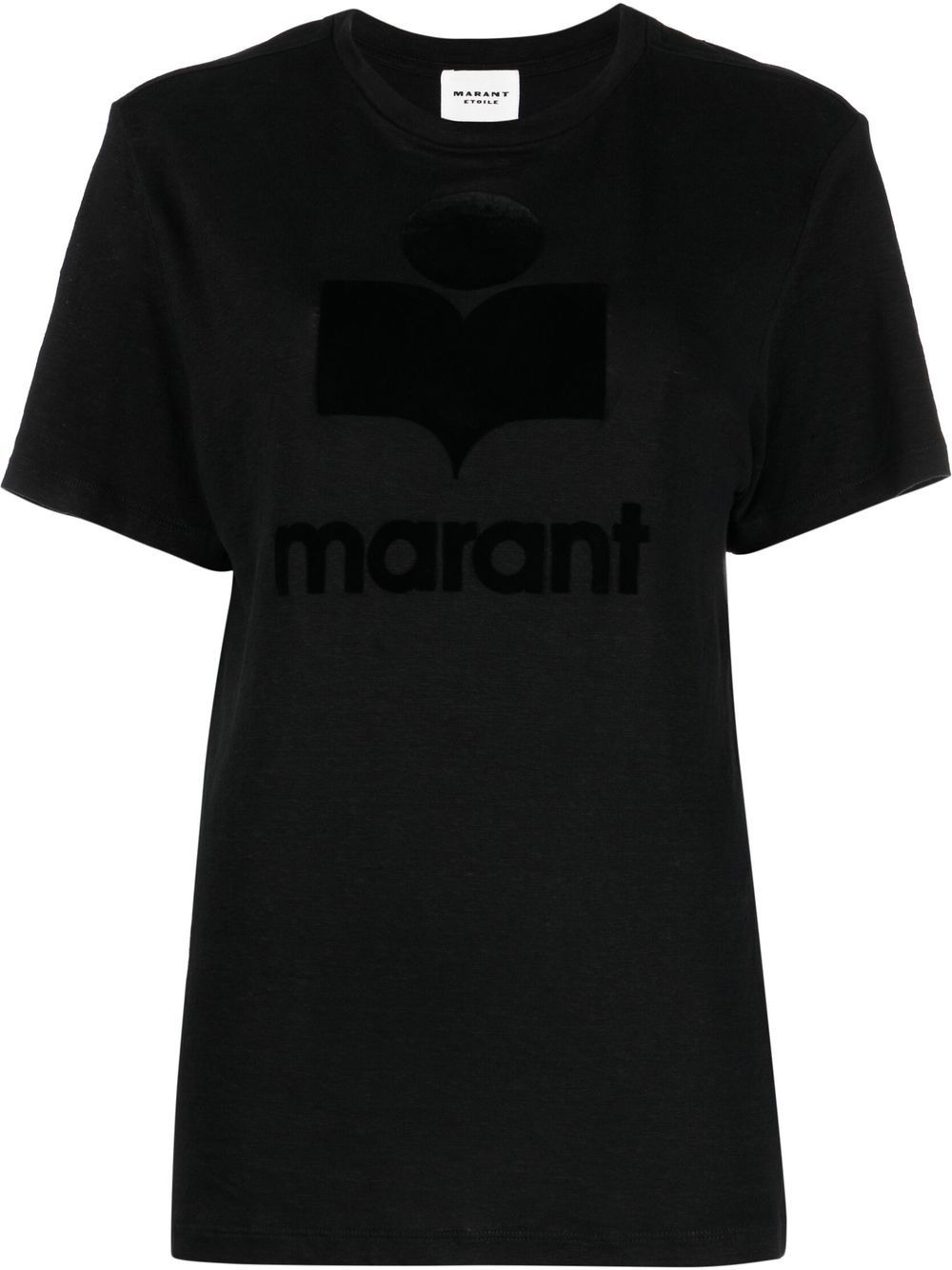 MARANT ÉTOILE Koldi 植绒logo亚麻T恤 - 黑色
