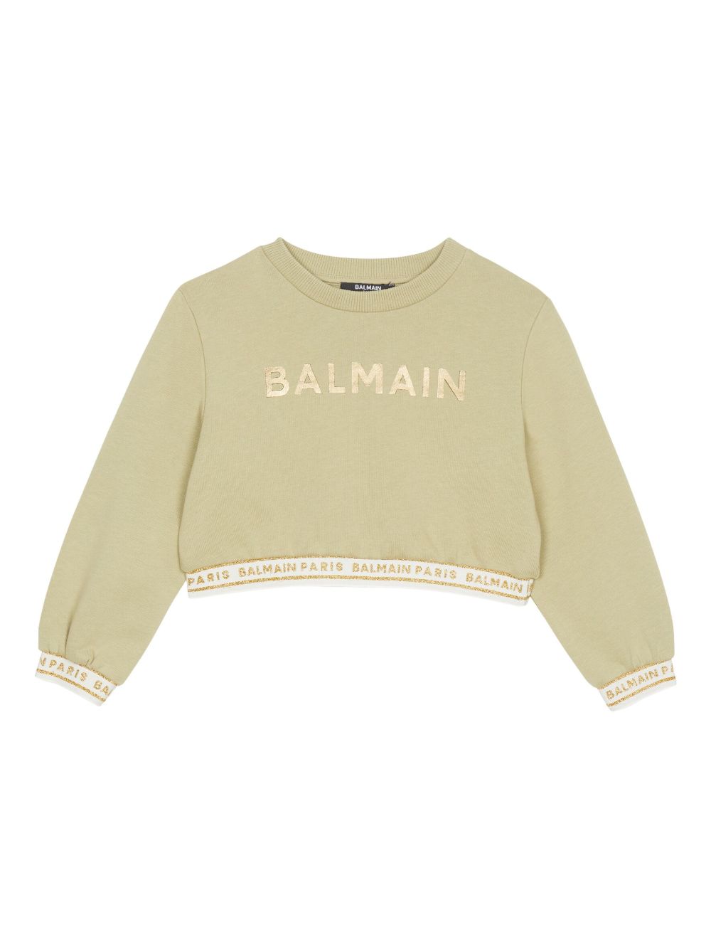 Balmain Kids logo印花棉卫衣 - 绿色