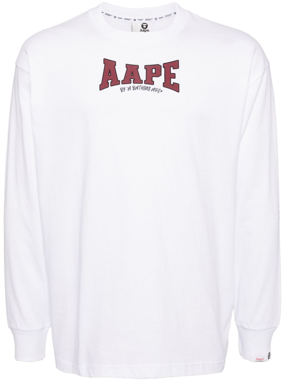 AAPE BY *A BATHING APE® logo印花长袖T恤 - 白色