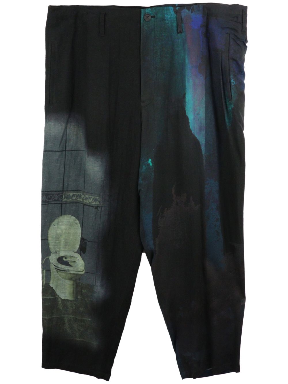 Yohji Yamamoto 印花垮裤 - 黑色