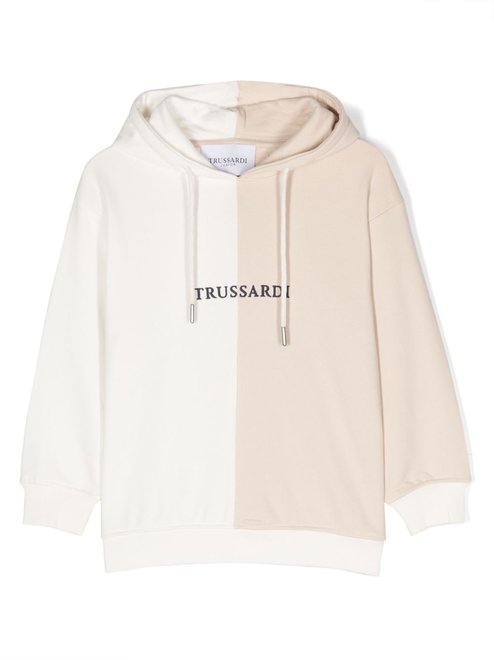 TRUSSARDI JUNIOR logo印花棉连帽衫 - 白色