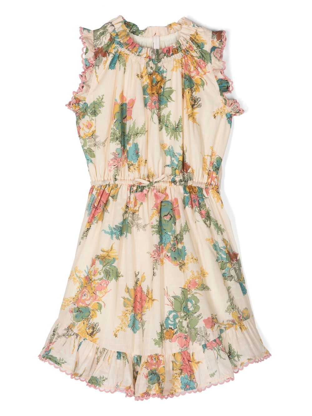 ZIMMERMANN Kids 花卉印花无袖连衣裙 - 中性色