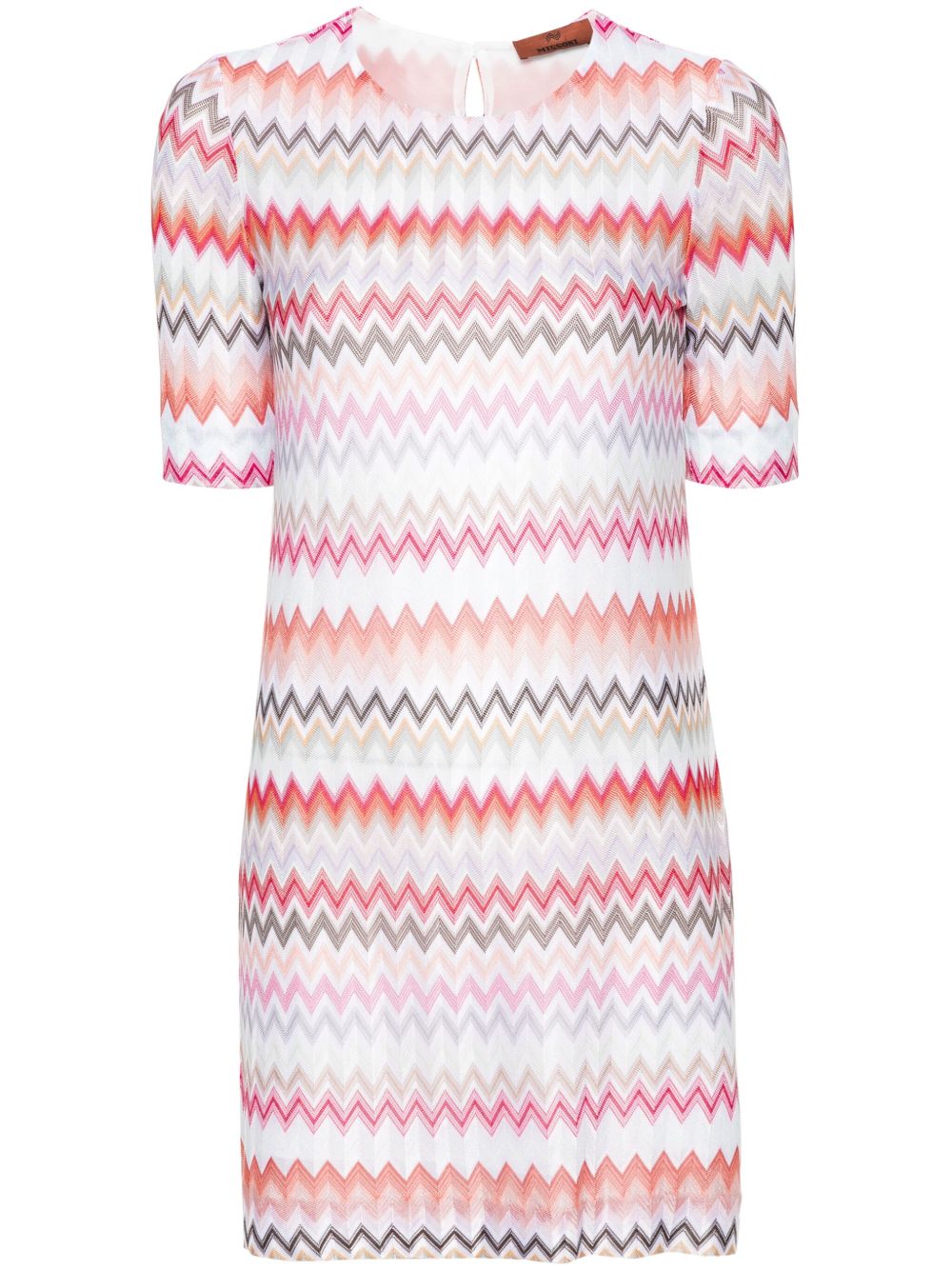 Missoni Z字形图案编织迷你连衣裙 - 白色