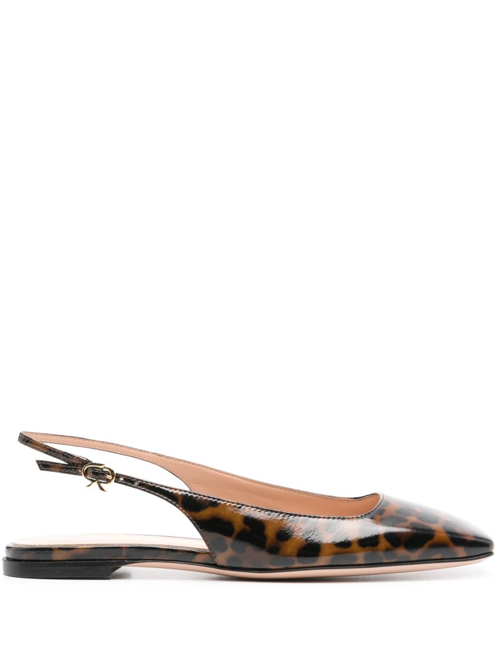 Gianvito Rossi 豹纹芭蕾平底鞋 - 褐色