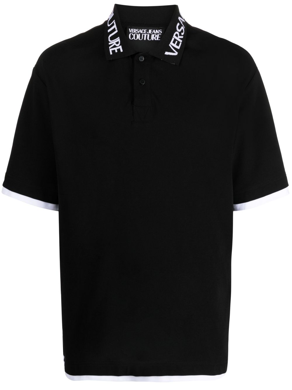 Versace Jeans Couture logo嵌花棉polo衫 - 黑色