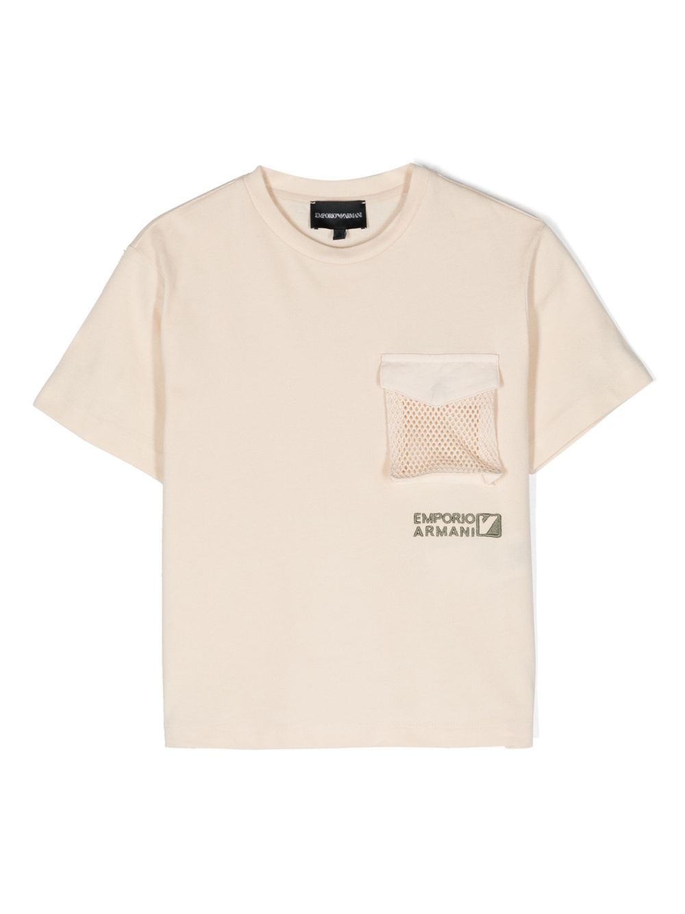Emporio Armani Kids 盖袋棉T恤 - 中性色