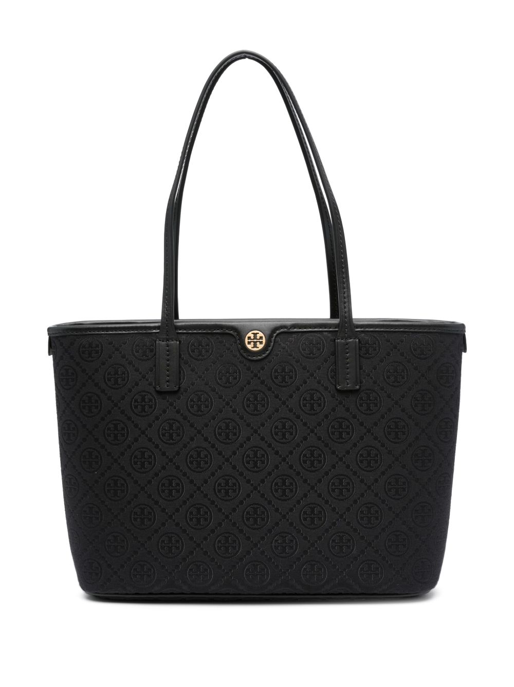 Tory Burch T Monogram 小号拉链手提包 - 黑色