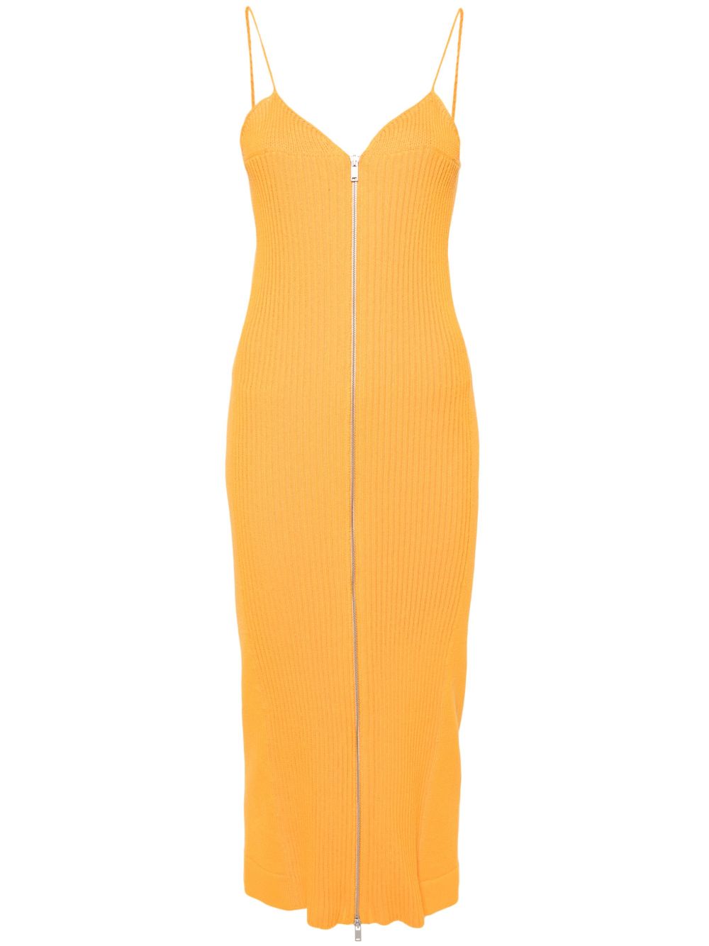 Jil Sander 拉链针织连衣裙 - 橘色