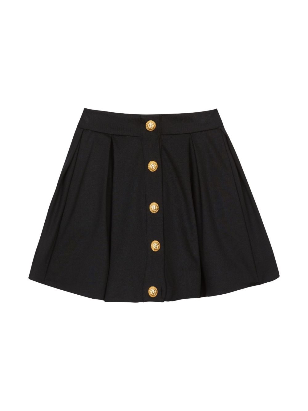 Balmain Kids 搭扣细节褶饰半身裙 - 黑色