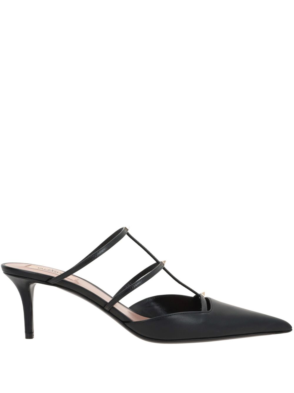 Valentino Garavani Rockstud Wispy 皮质中跟穆勒鞋 - 黑色