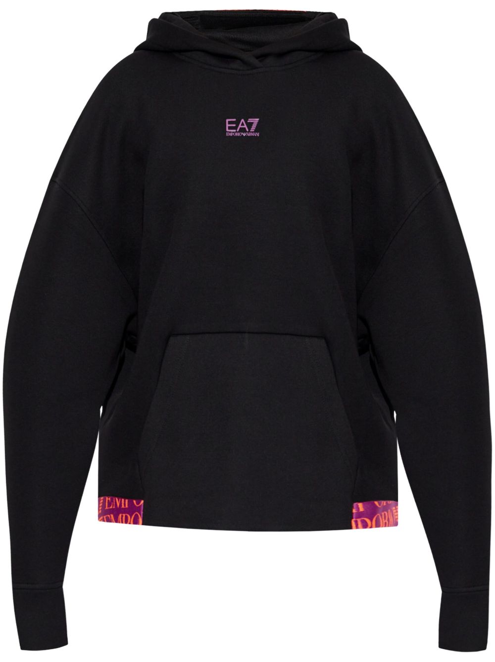 Ea7 Emporio Armani logo印花连帽衫 - 黑色