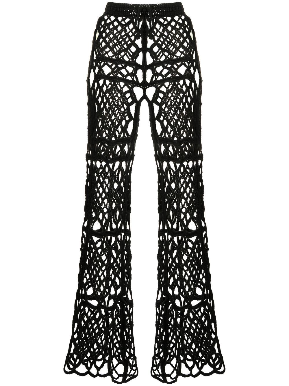 Anna Sui 分层式绳结编织长裤 - 黑色