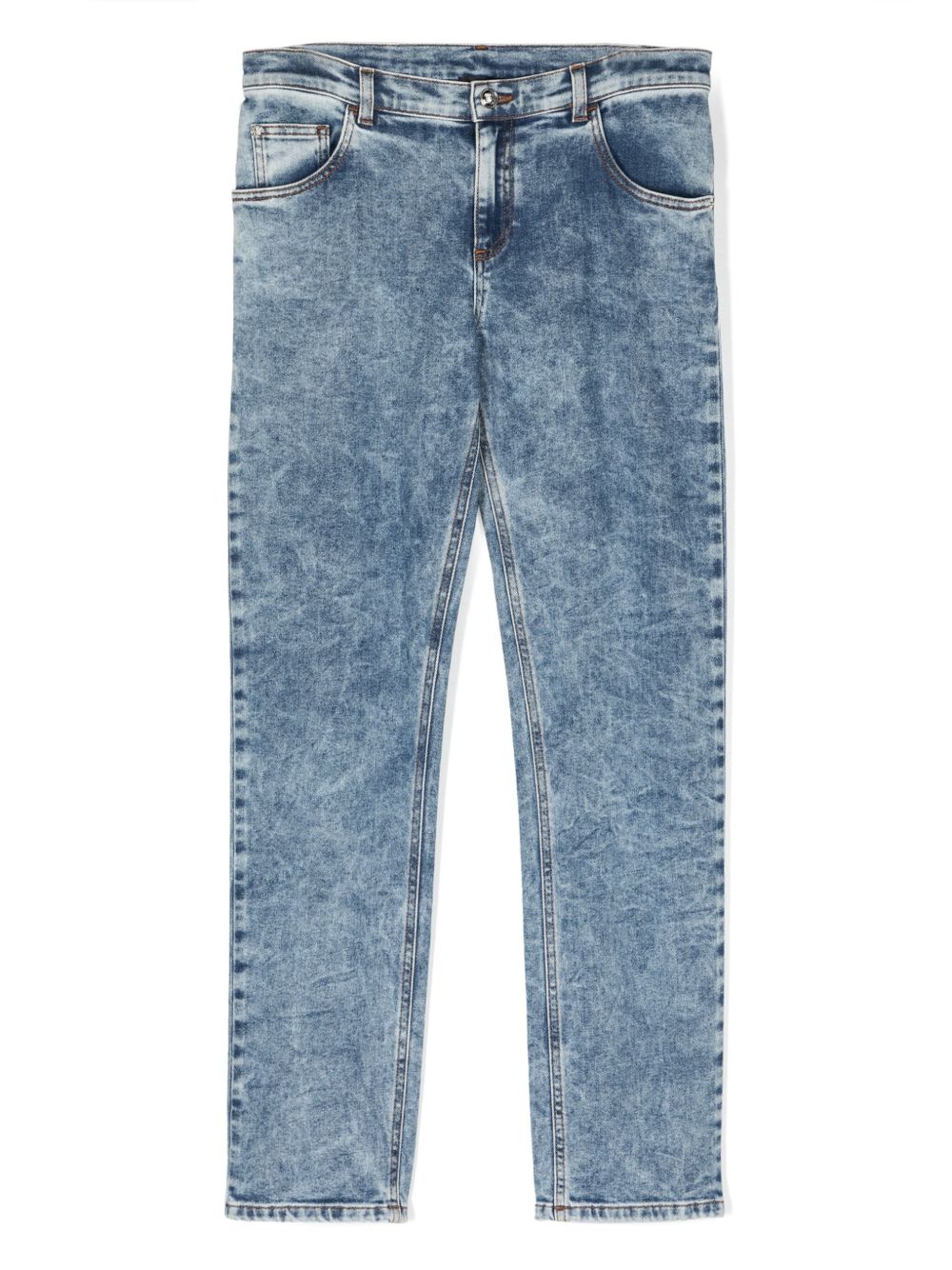 Versace Kids 酸洗牛仔裤 - 蓝色
