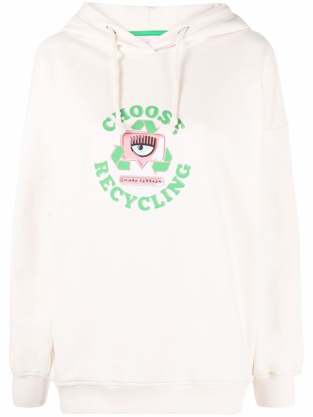 Chiara Ferragni 眼睛图案连帽衫 - 中性色