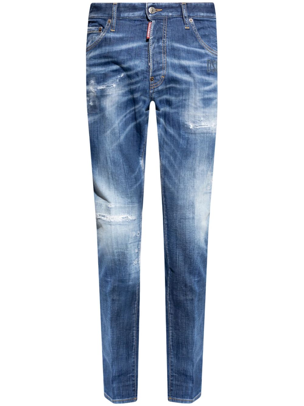DSQUARED2 仿旧直筒牛仔裤 - 蓝色