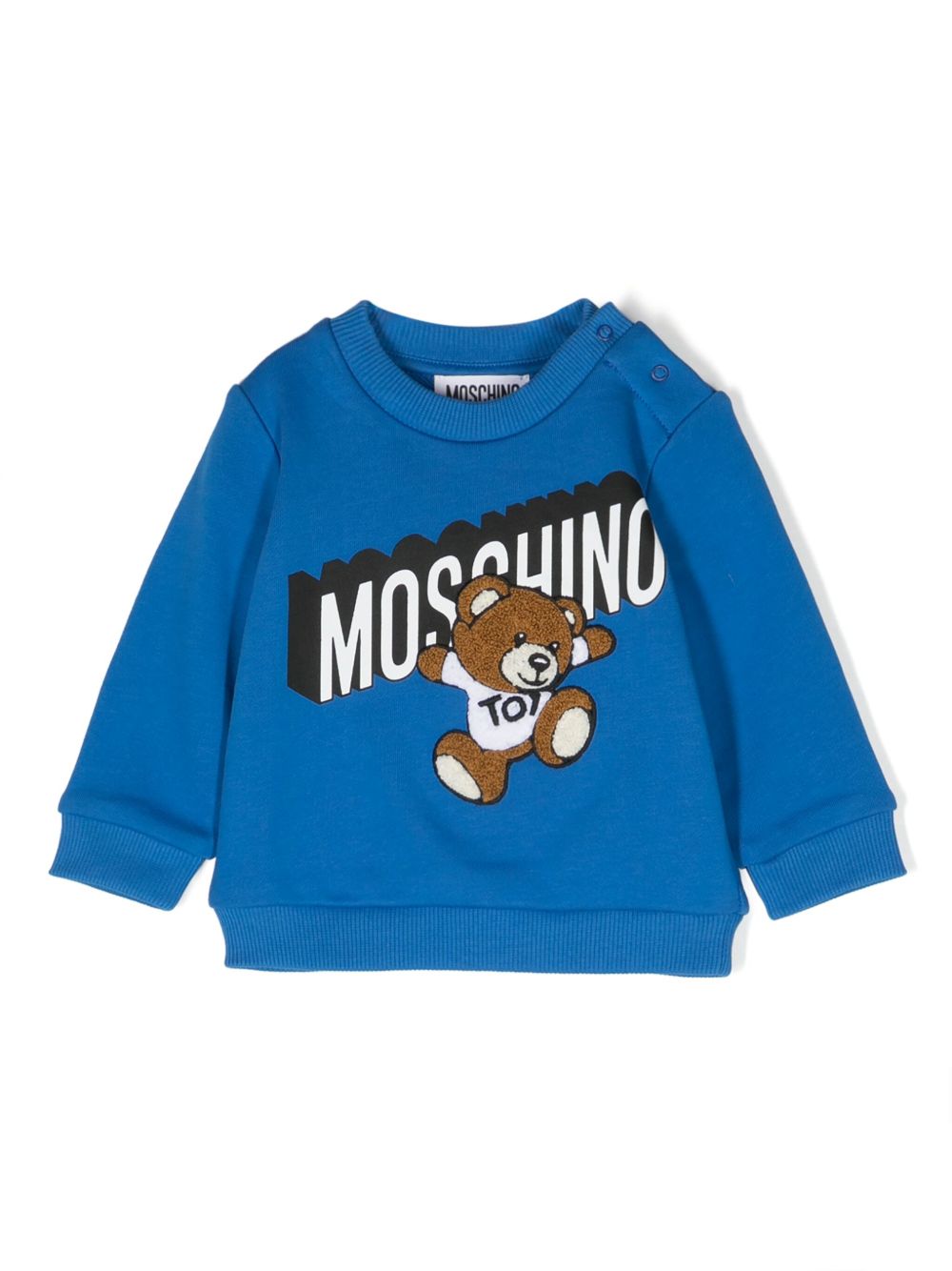 Moschino Kids logo印花棉卫衣 - 蓝色
